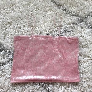 Pink crushed velvet crop top!
